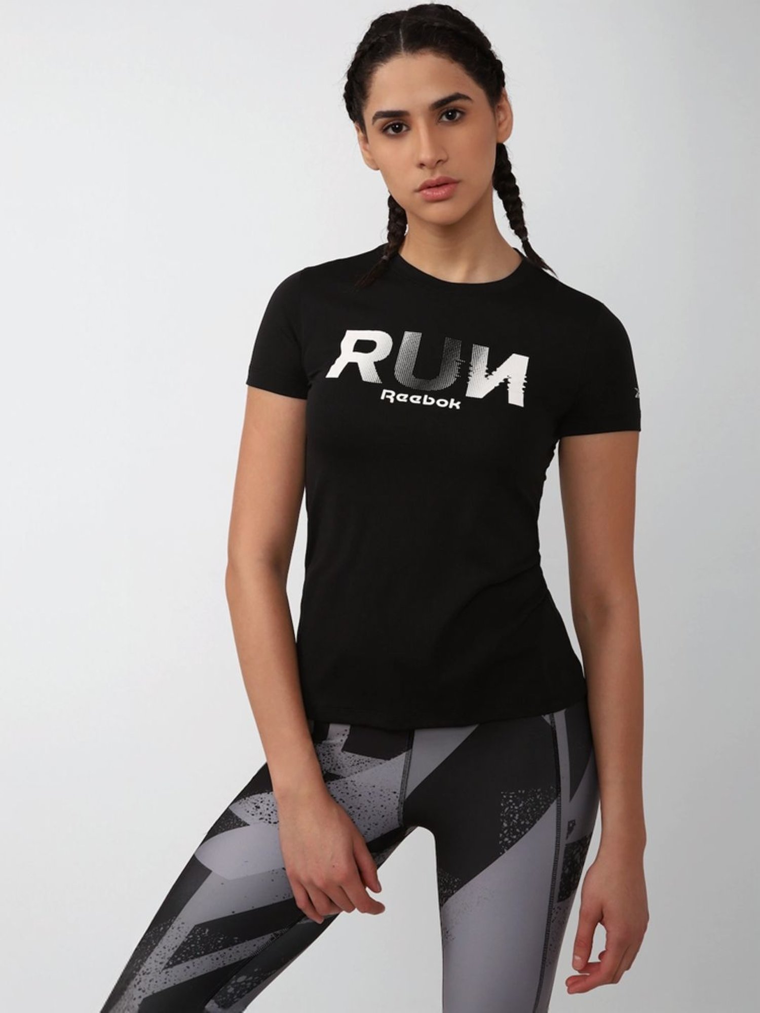 Reebok Pitch Black Printed Sports T-Shirt