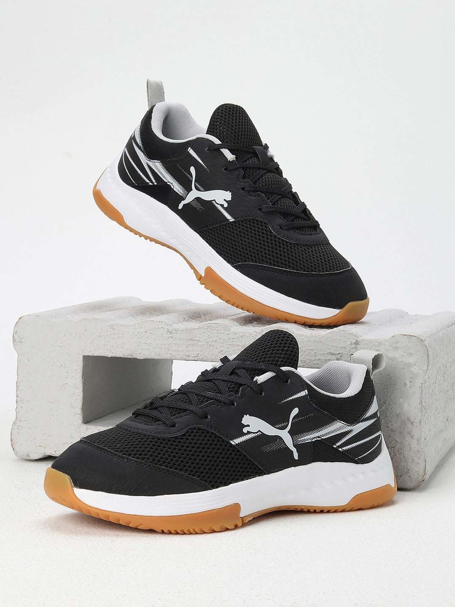 Puma Kids Varion II Jr Black & Grey Indoor Court Shoes