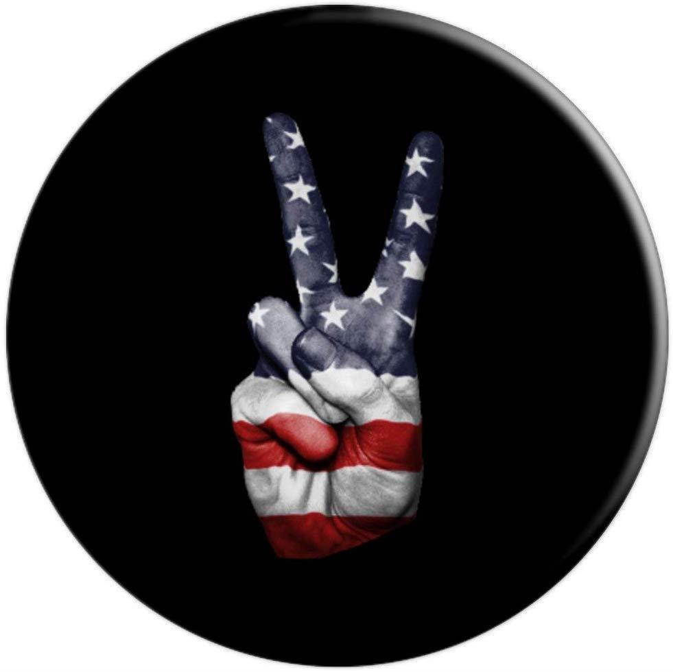 4th of July Peace Sign American Flag Hand US PopSockets Grip and Stand for Phones and Tablets