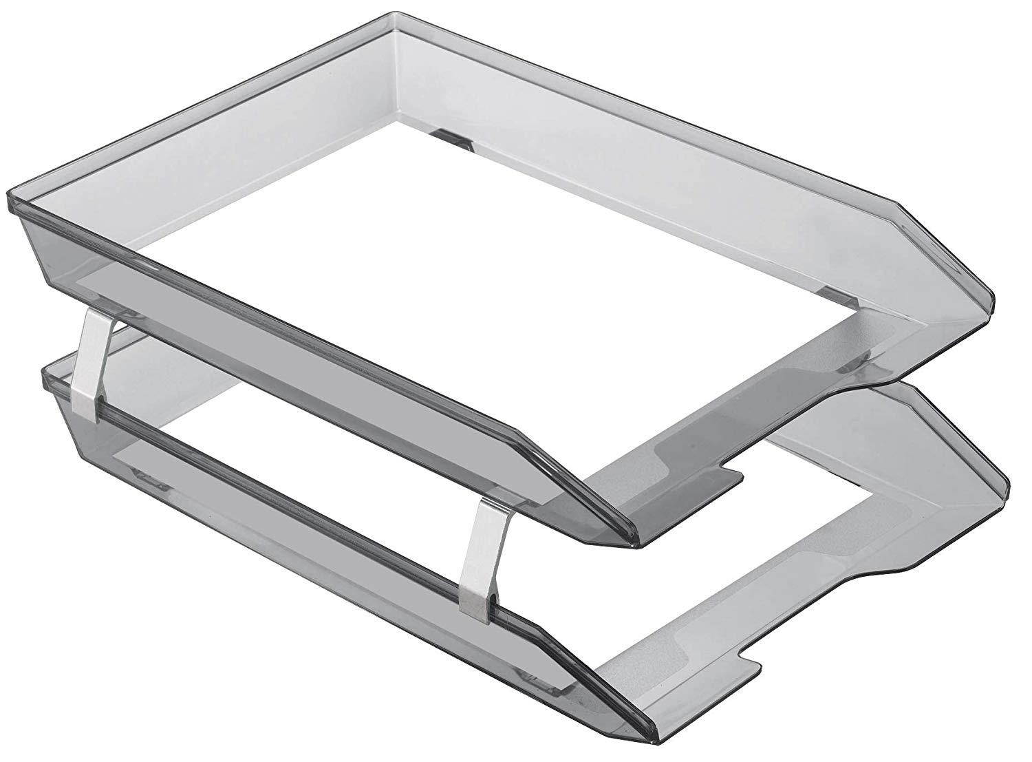 Acrimet Facility 2 Tiers Double Letter Tray Front Load Design (Smoke Color)