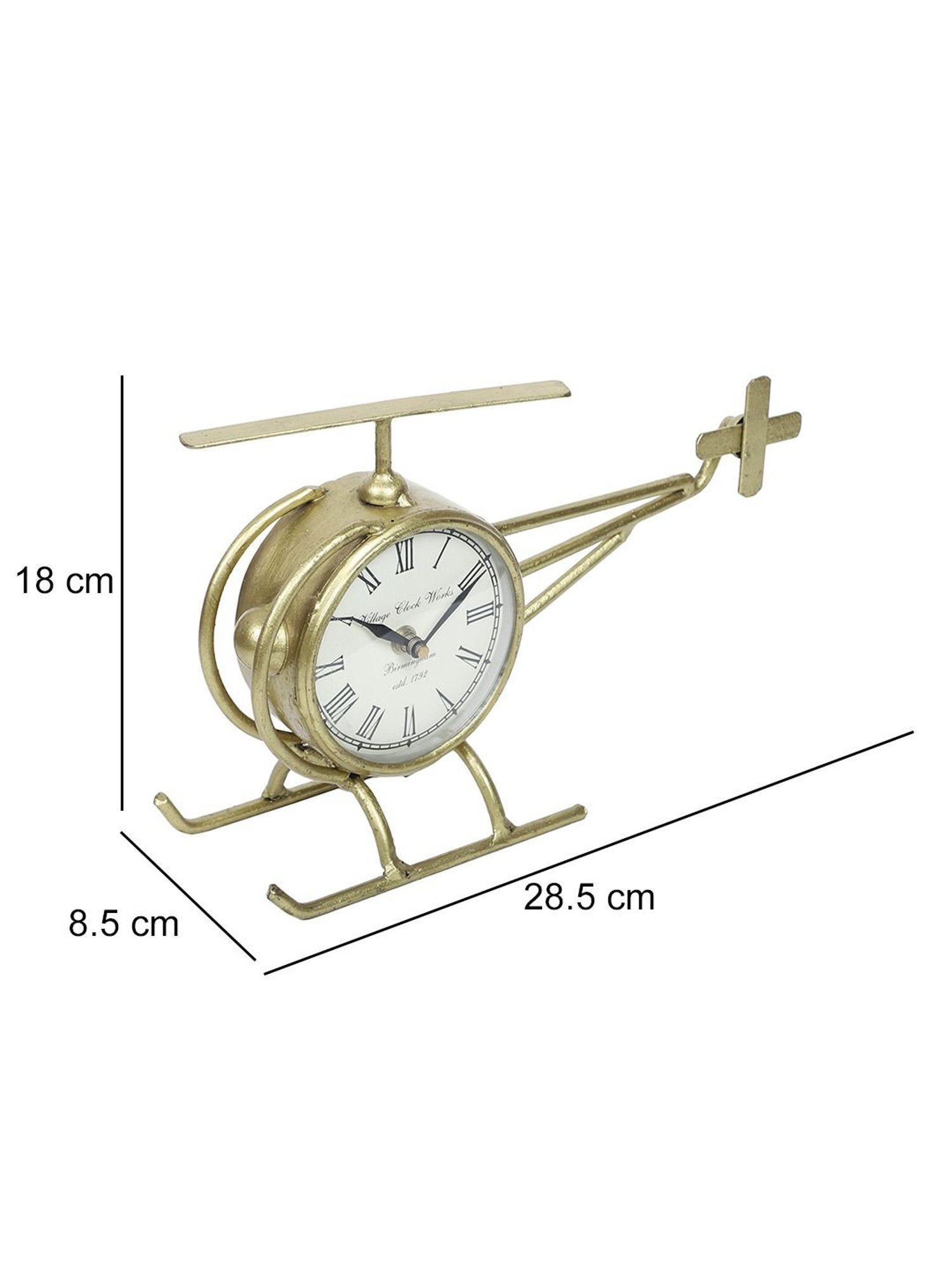 Aapno Rajasthan Gold Iron Helicopter Frame Table Clock