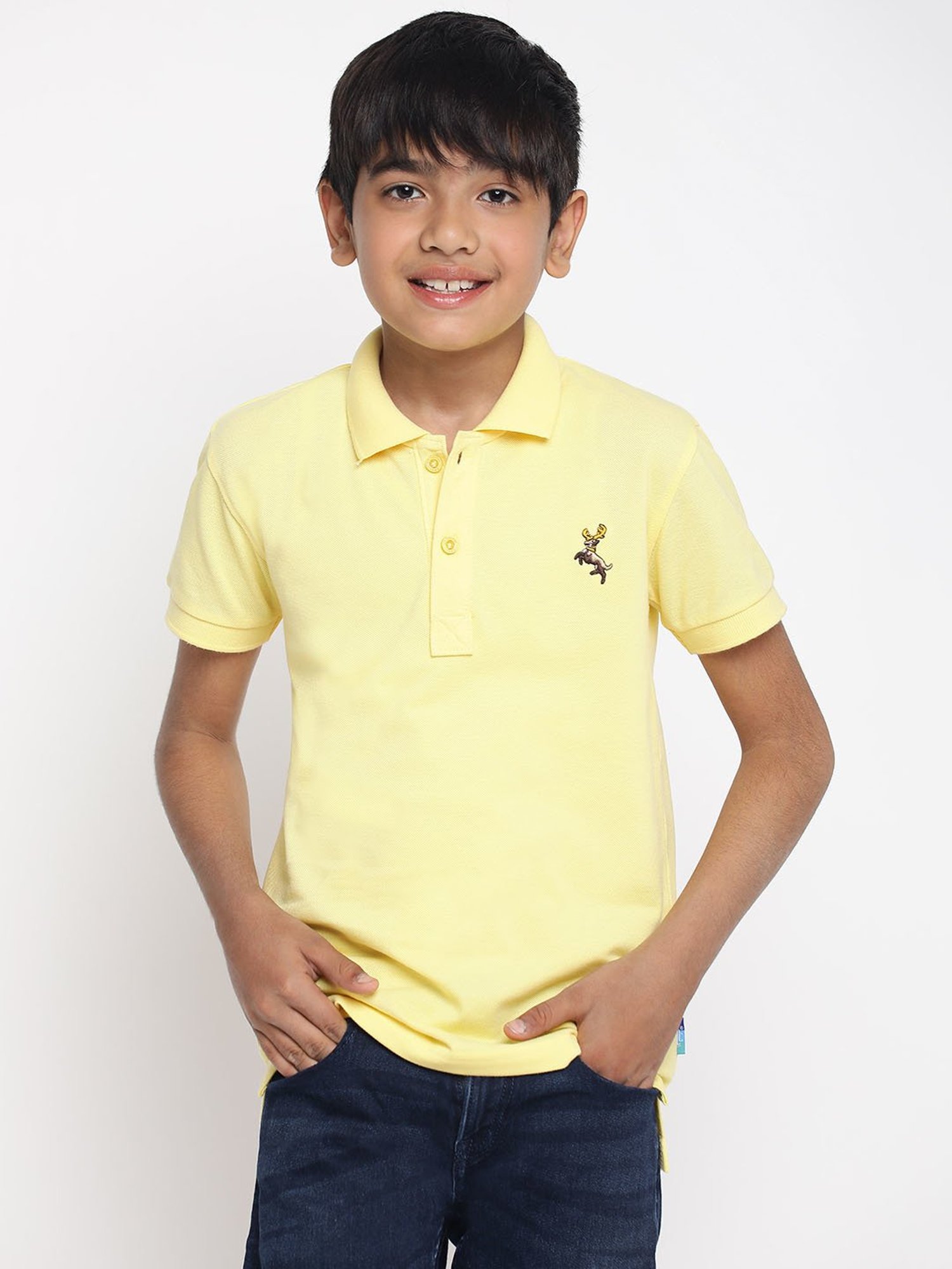 Lil Tomatoes Kids Yellow Solid Polo T-Shirt
