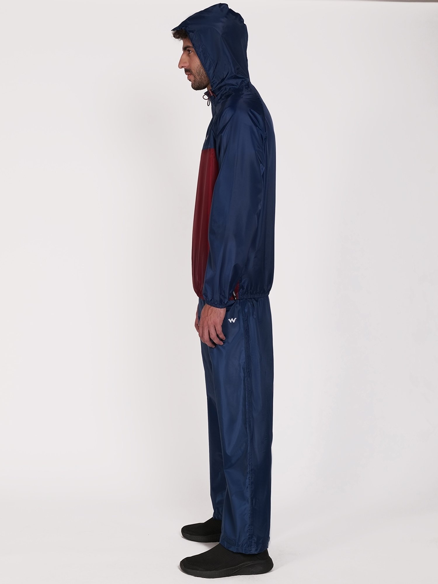 Wildcraft Maroon & Navy Regular Fit Colour Block Raincoat Set
