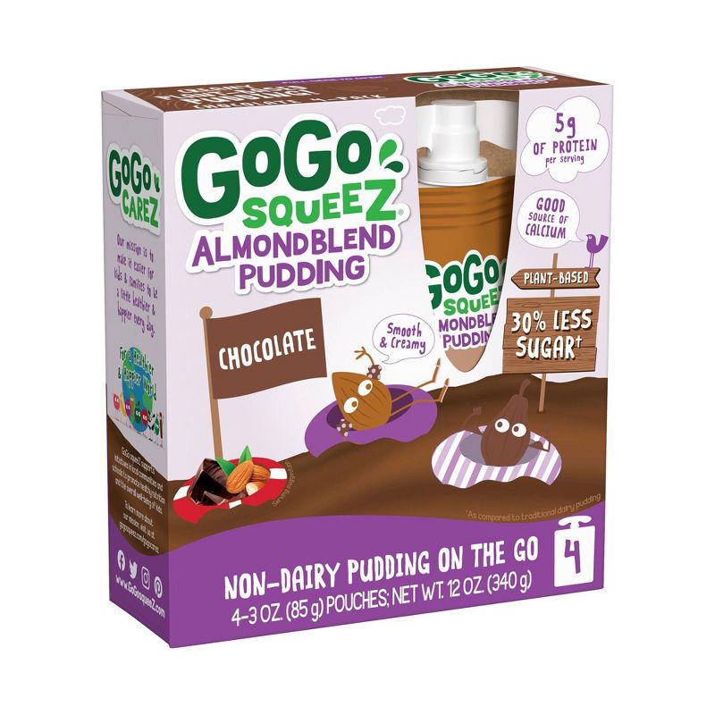 GoGo SqueeZ Almond Blend Chocolate Pudding - 3oz/4ct