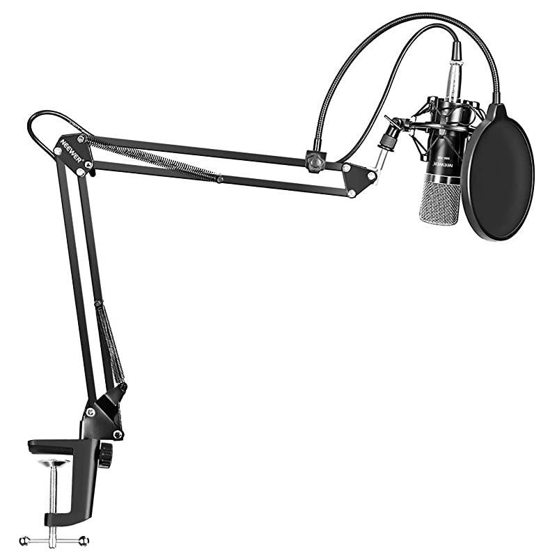 NW700 Professional Studio Broadcasting Recording Condenser Microphone amp NW35 Adjustable Recording Microphone Suspension Scissor Arm Stand with Shock Mount and Mounting Clamp Kit