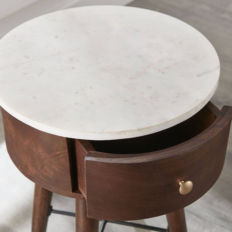 Bangalore Round End Table White/Brown - Steve Silver Co.