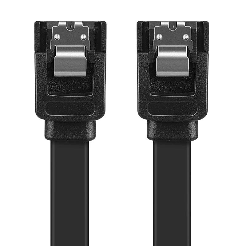 SATA Cable III 6Gbps HDD SDD Data Cable (15 Inch Blue, 3 Pack), 8-pin 6.0 Gbps SATA 3 Cable with Straight Connector & Locking Latch Wire Cord Plug for SATA HDD, SSD, CD Driver, CD Writer