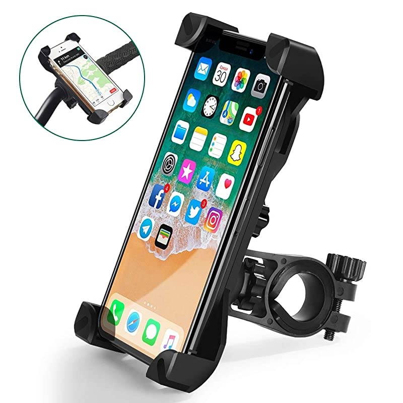 Bike Phone Mount 360&deg;Rotation,Universal Motorcycle Handlebar Mount Bicycle Phone Holder for iPhone 12,12 Pro Max,11,11 Pro Max,S9,S10 and More 3.5"-6.8" Cellphone(Black)