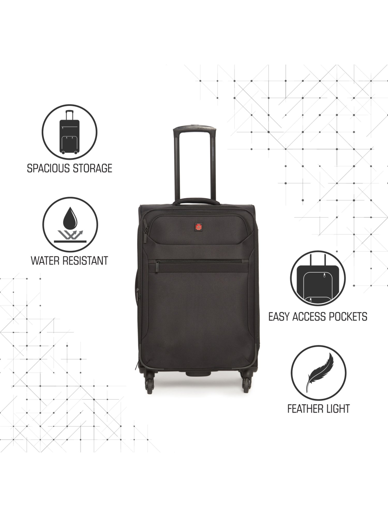 Swiss Brand Hamilton Black Medium Soft Trolley Bag - 24 cm