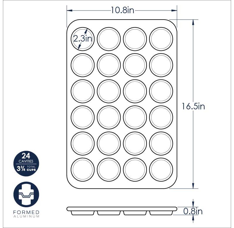 Nordic Ware Natural Aluminum Commercial Petite Muffin Pan, 24 Cup