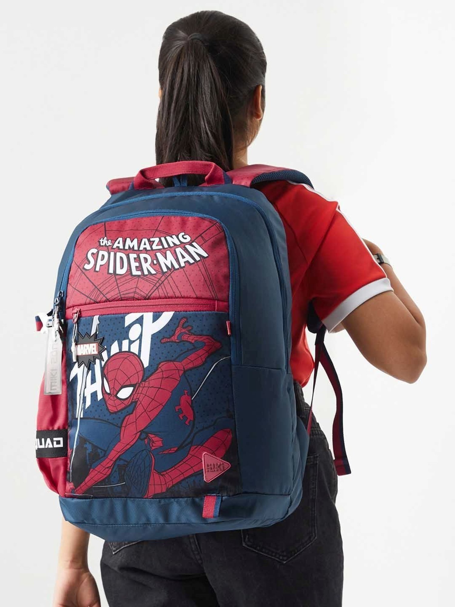 Wiki Back to School Squad 1 Red & Blue Polyester Printed Backpack - 31 Ltrs