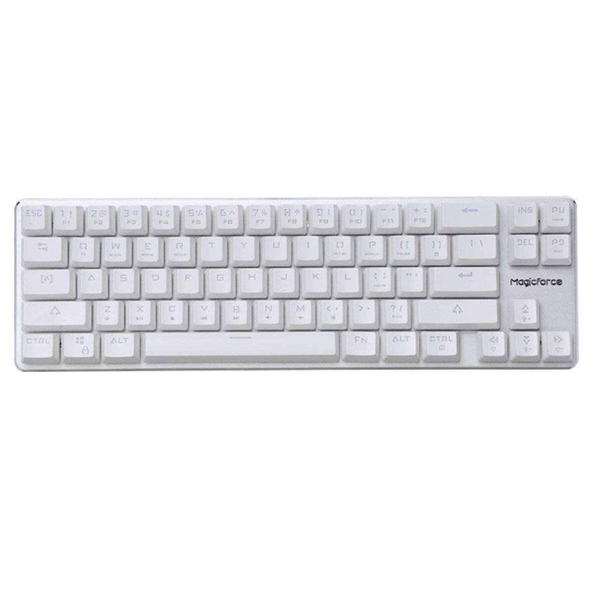 Mechanical Gaming Keyboard GATERON Brown Switch Wired Backlit Mechanical Mini Design (60%) 68 Keys Keyboard White Silver