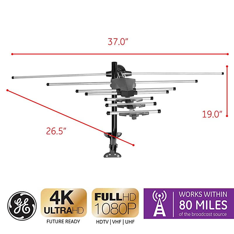 Pro Outdoor Yagi TV Antenna HDTV Antenna Long Ran Antenna Compact Design Digital Yagi Antenna Directional Antenna 4K 1080P VHF UHF 33685
