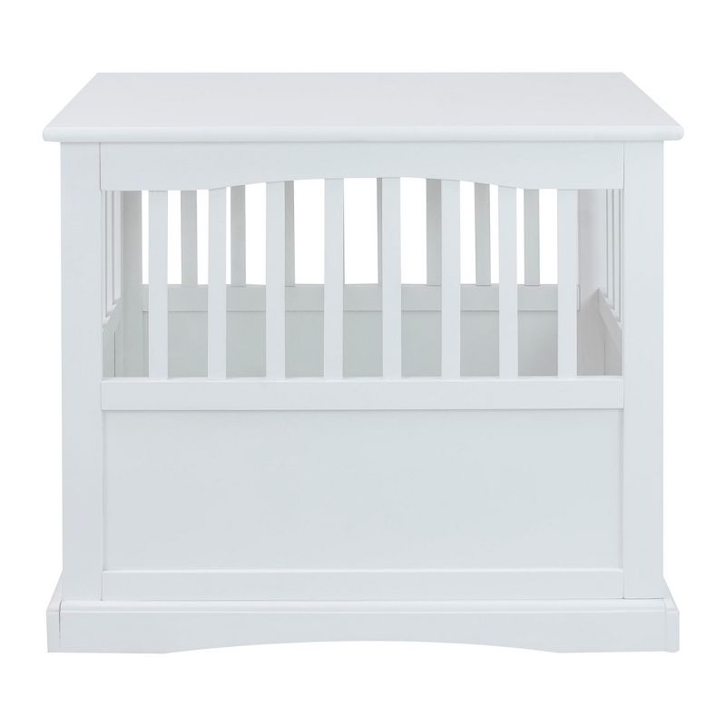 Casual Home Solid Wood Lockable Gate Door Pet Crate and End Side Table, White