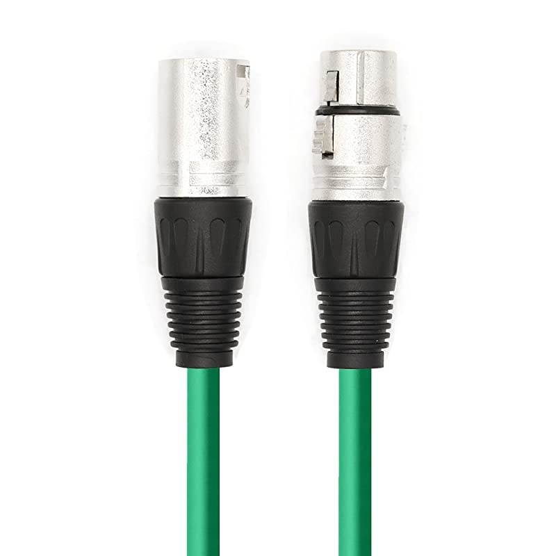 16.5 Feet Sound Speaker Cable 3 Prong Microphone XLR Cable 3Pin XLR Male to XLR Female Snake Cord for Performance, Stage, Karaoke, Public - Green