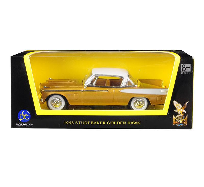 1958 Studebaker Golden Hawk Gold and White Top 1/43 Diecast Model Car by Road Signature