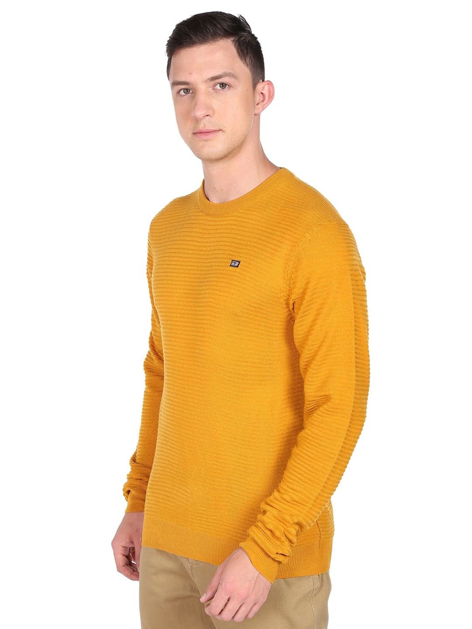 Arrow Sport Yellow Regular Fit Texture Sweater