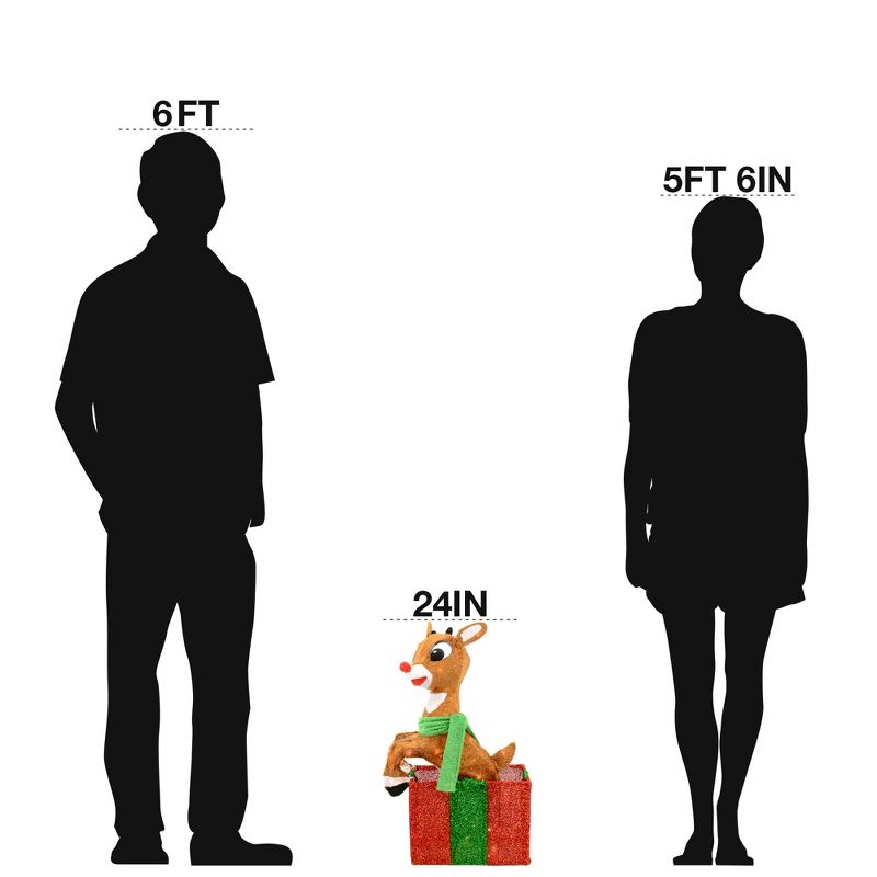 Rudolph the Red-Nosed Reindeer 24" Rudolph Led 3D Prelit Yard D'ecor Rudolph In Present