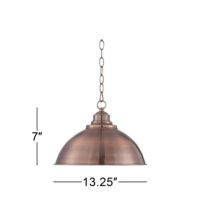 Franklin Iron Works Copper Dome Pendant Light 13 1/4" Wide Modern Industrial Rustic Fixture for Kitchen Island Dining Room