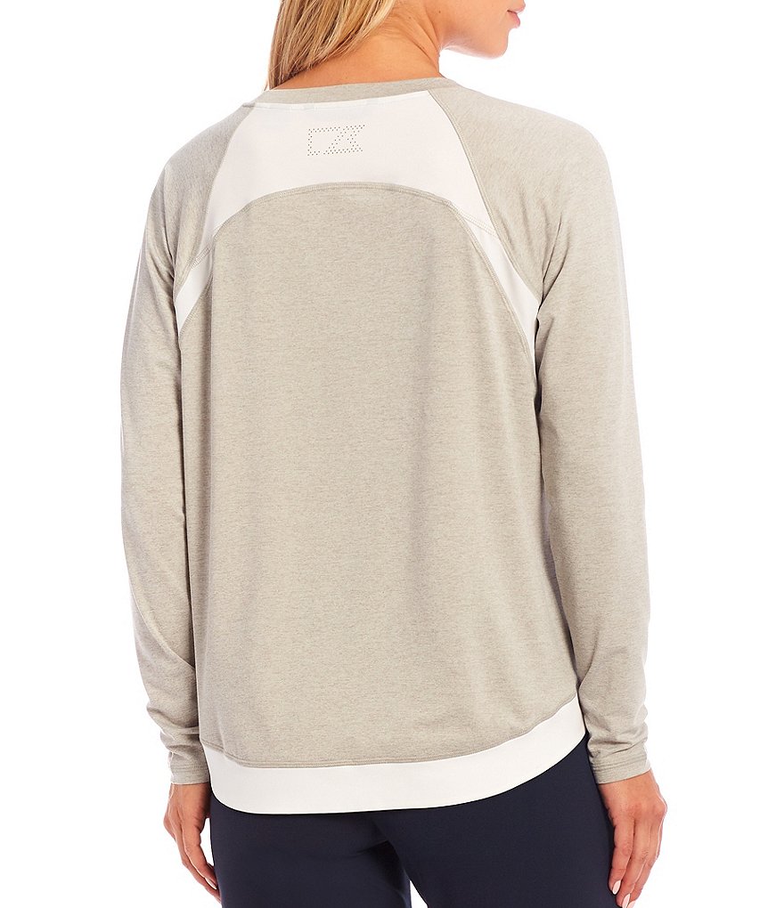 Cutter & Buck Response Lightweight Round Neck Long Raglan Sleeve Hybrid Pullover Windbreaker