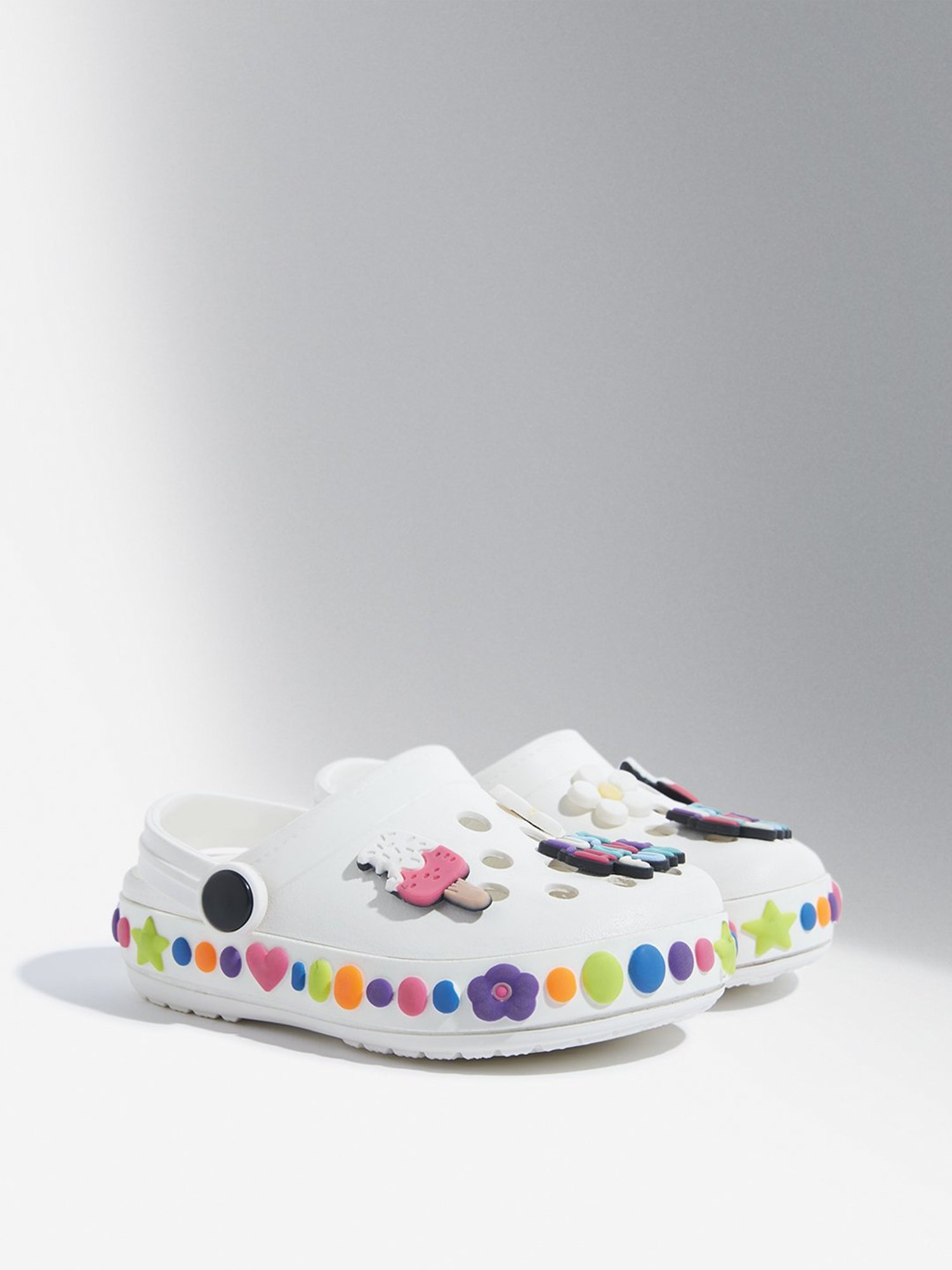 Yellow by Westside White Applique-Detailed Clogs