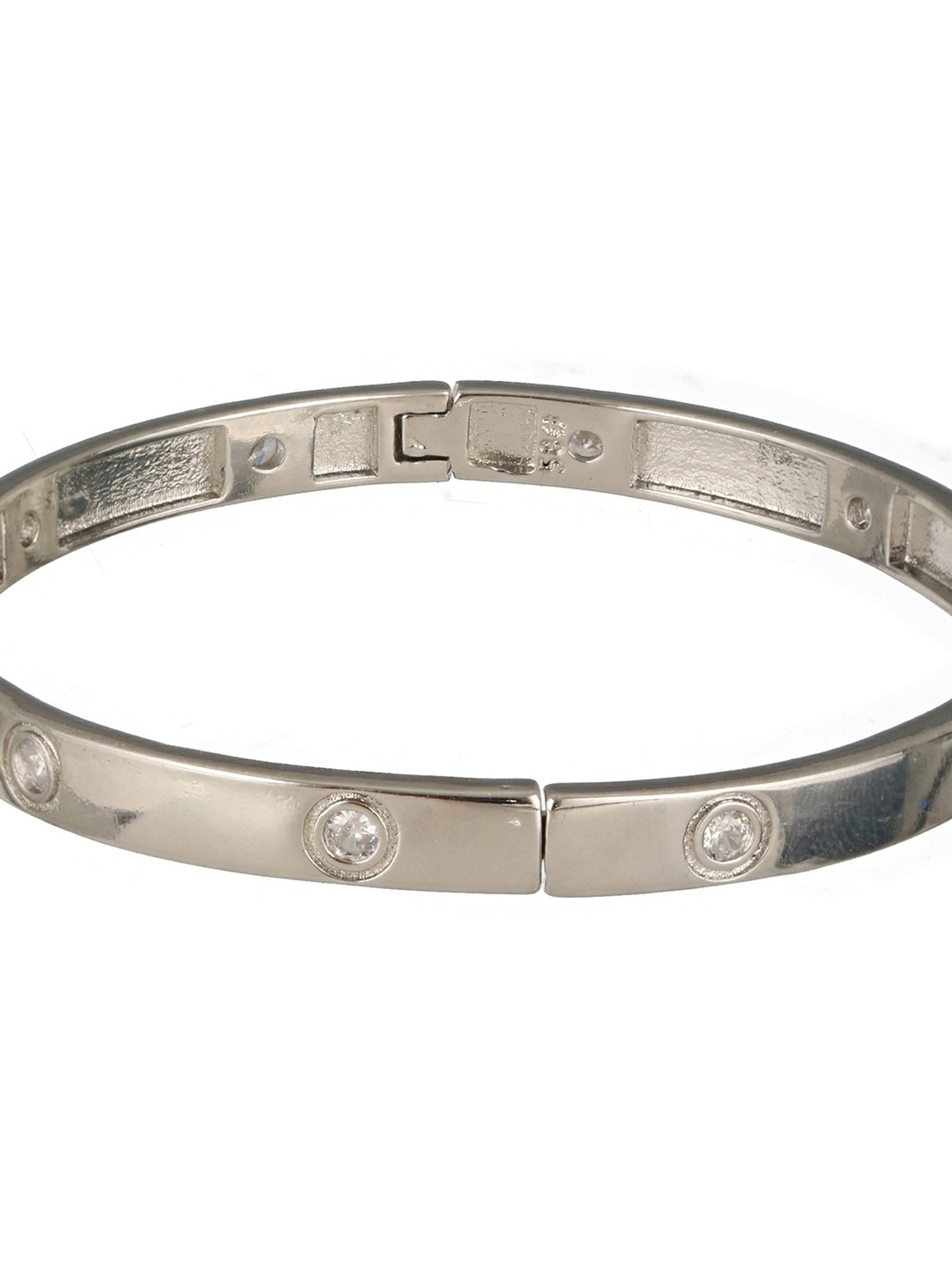 Prita by Priyaasi Chic Studded Band Style Silver-Plated Bracelet