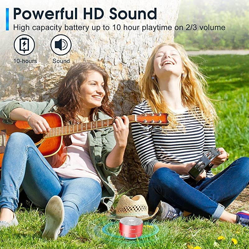 Portable Wireless Bluetooth Speaker with BuiltinMicHandsfree CallAUX LineTF CardHD Sound and Bass for iPhone Ipad Android Smartphone and More Red
