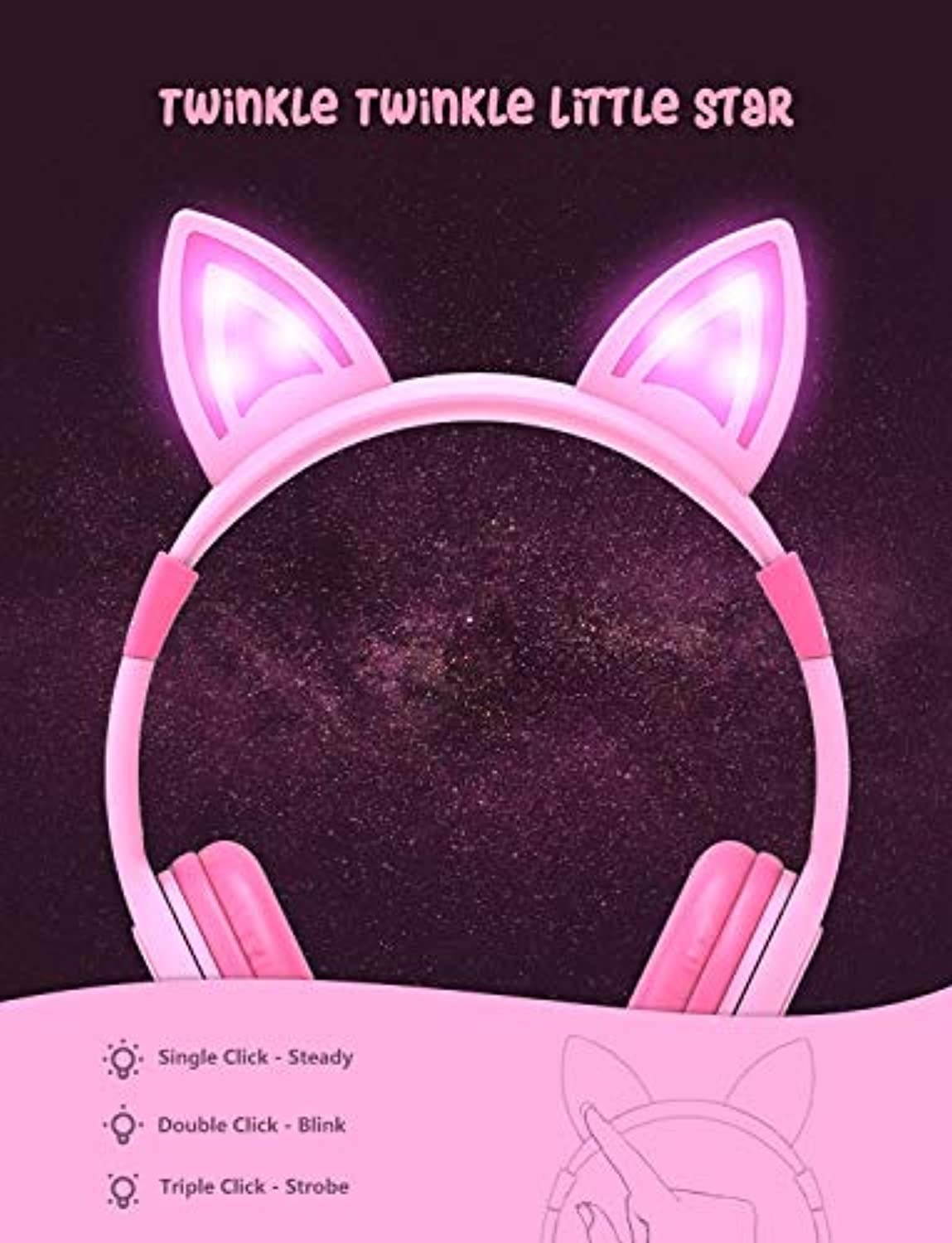 Christmas Bundle - iClever Kids Headphones with Microphone and iClever LED Backlight Food Grade Silicone Kids Headphones Safe Wired Kids Headsets 85dB Volume Limited