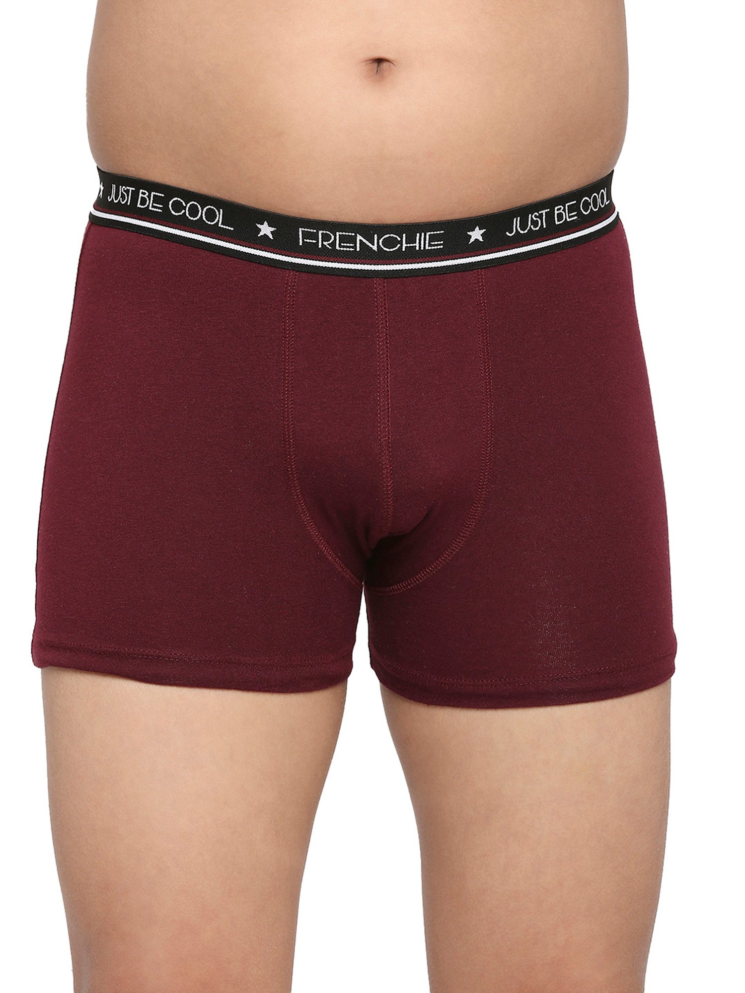 Frenchie Kids Wine & Grey Solid Trunks (Pack Of 2)