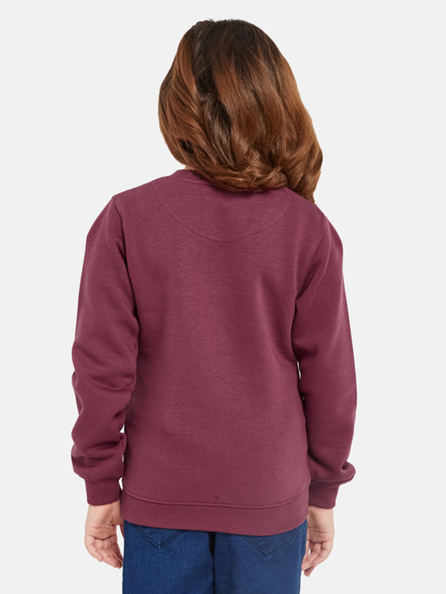 METTLE Kids Maroon Printed Full Sleeves Sweatshirt