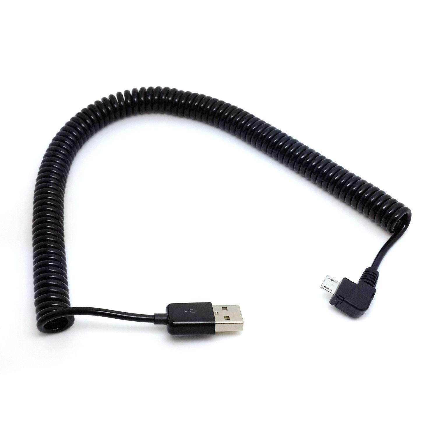 3m Right Angled 90 degree USB 2.0 Micro Male to A Type Male Stretch Data Cable