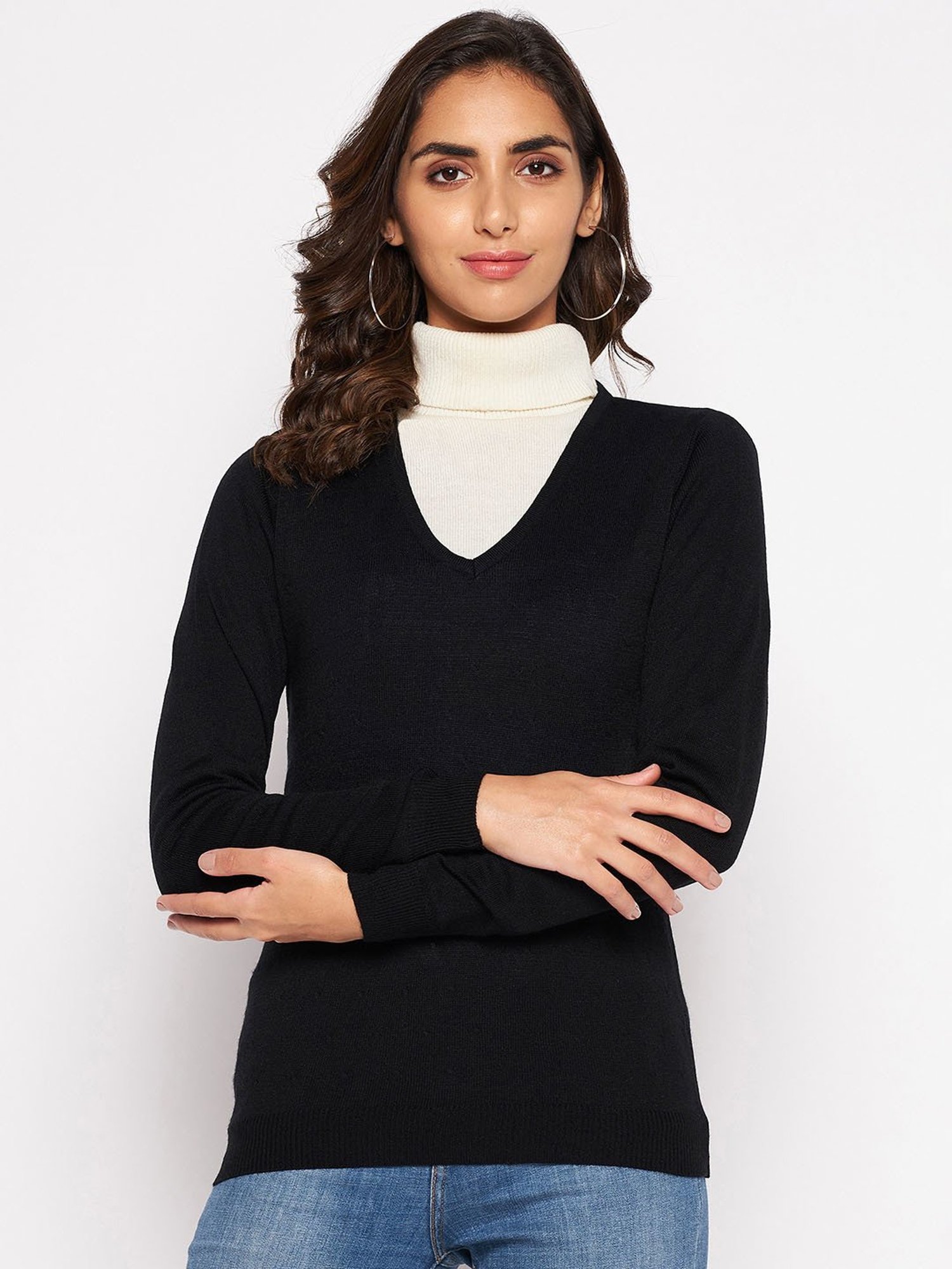 Crozo By Cantabil Black Sweaters