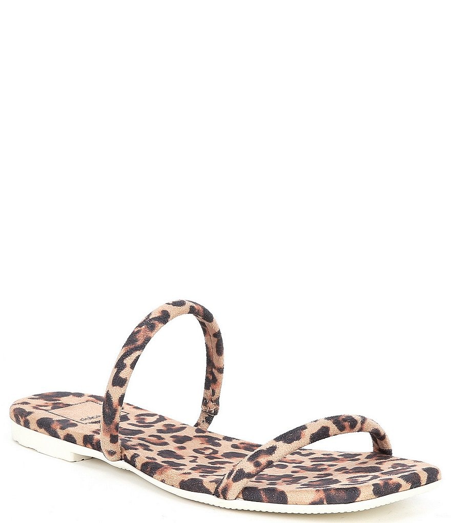 Dolce Vita Lester Leopard Print Banded Flat Square Toe Slide Sandals