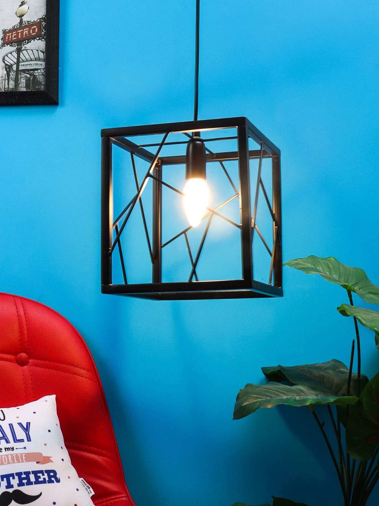 Tayhaa Stylish Black Cage Pendant Lamp