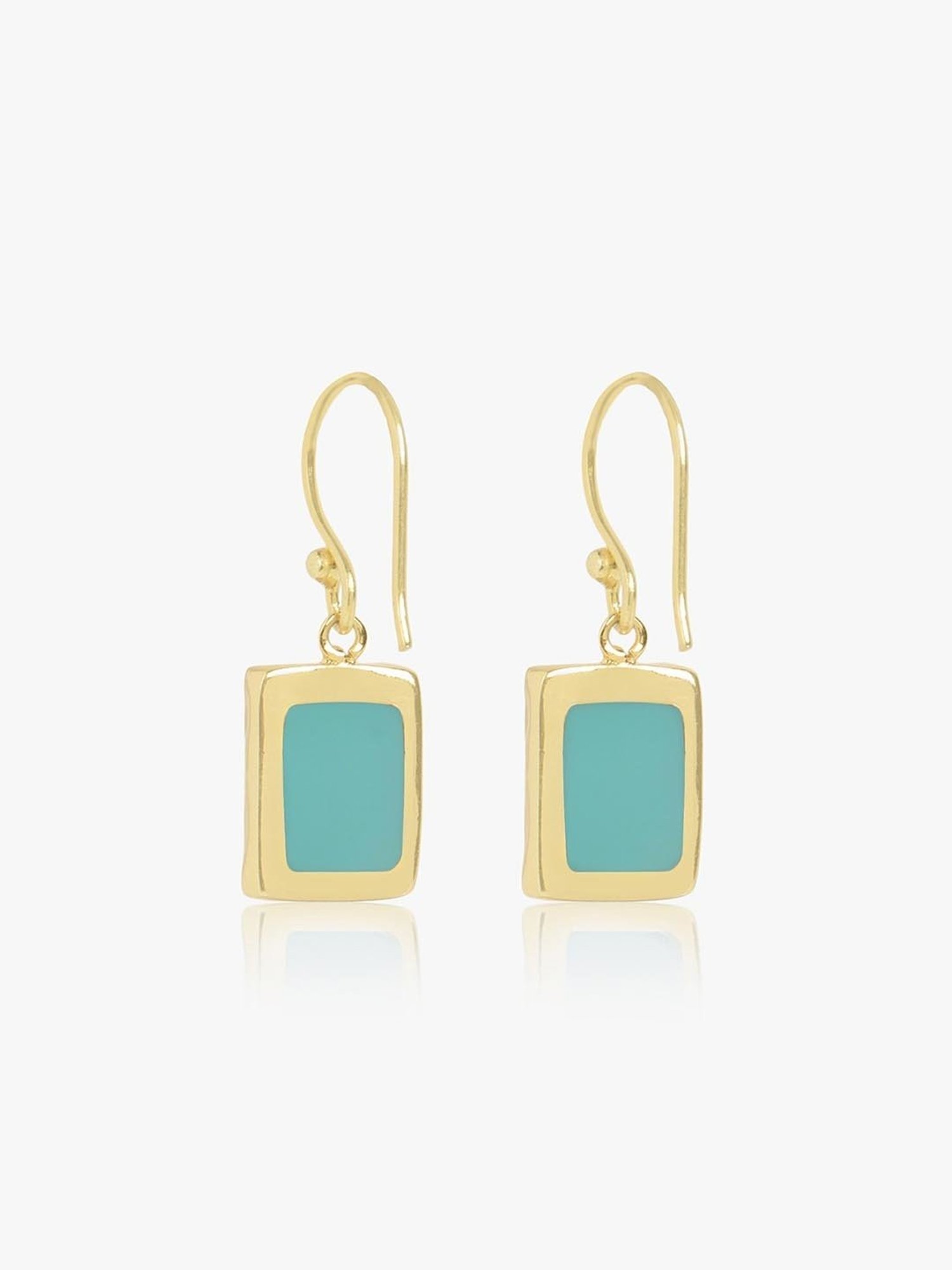 March by FableStreet Sterling Silver Aqua Chalcedony Drop Earrings in 18k Gold-Plating