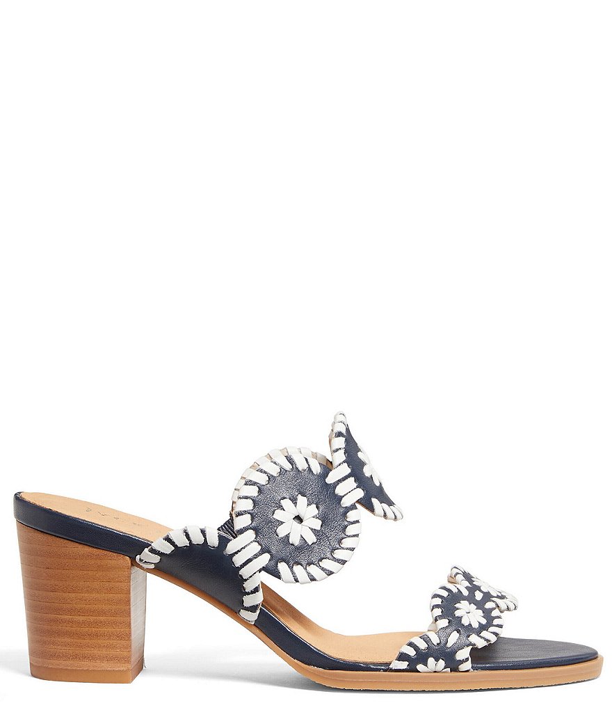 Jack Rogers Lauren Leather Block Heel Slide Dress Sandals