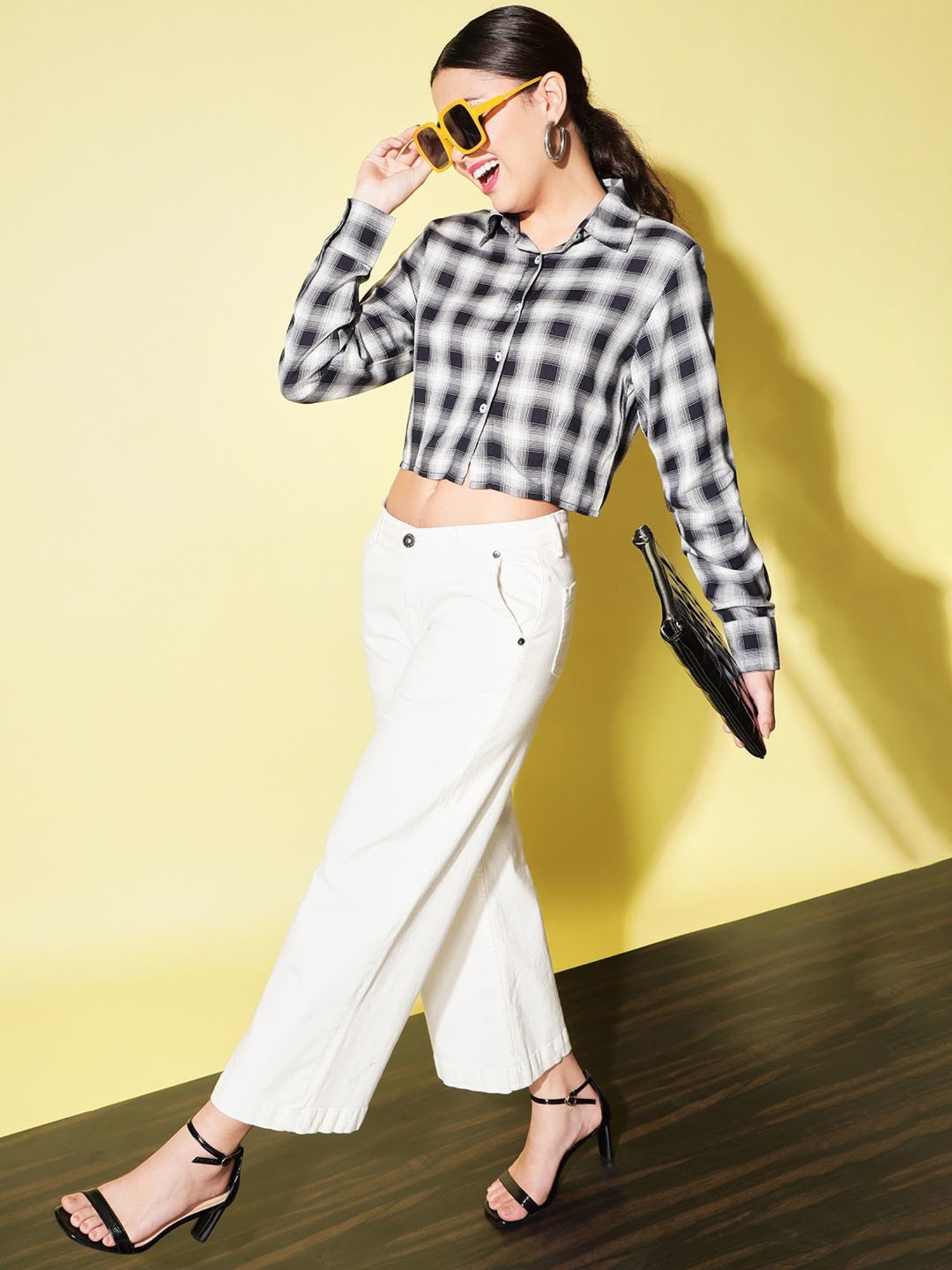 Trend Arrest Black & White Check Casual Shirt