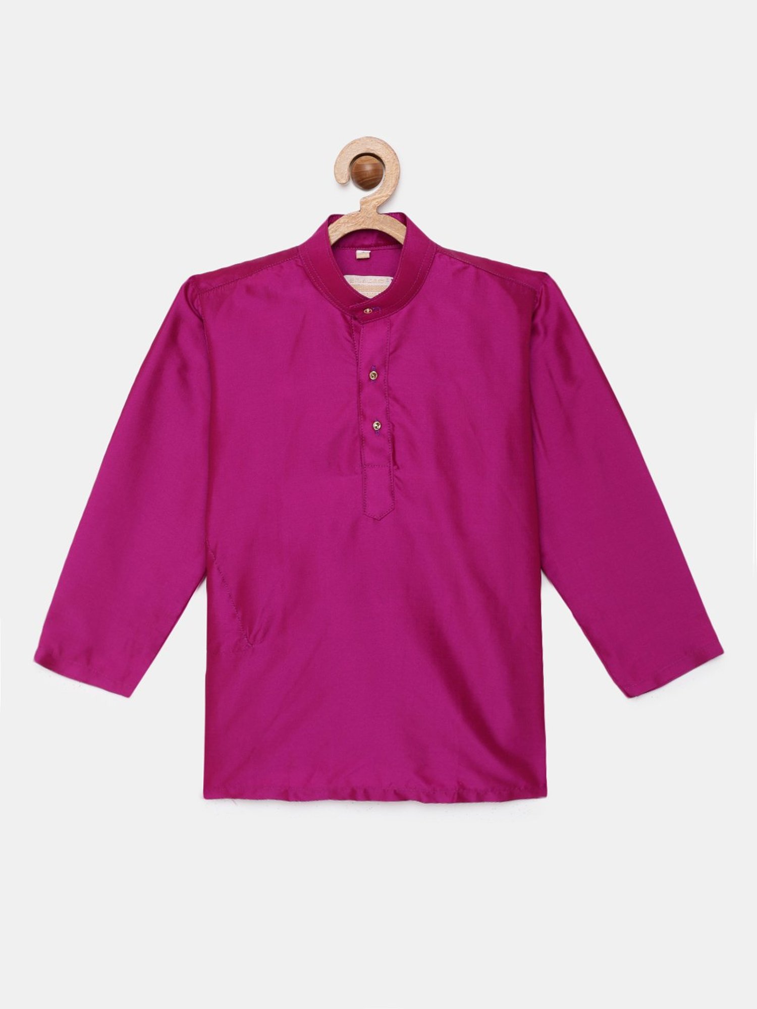 THANGAMAGAN Kids Dark Pink Solid Full Sleeves Kurta