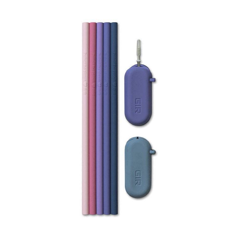 GIR: Get It Right 5pk Traveler Silicone Straw Dusk