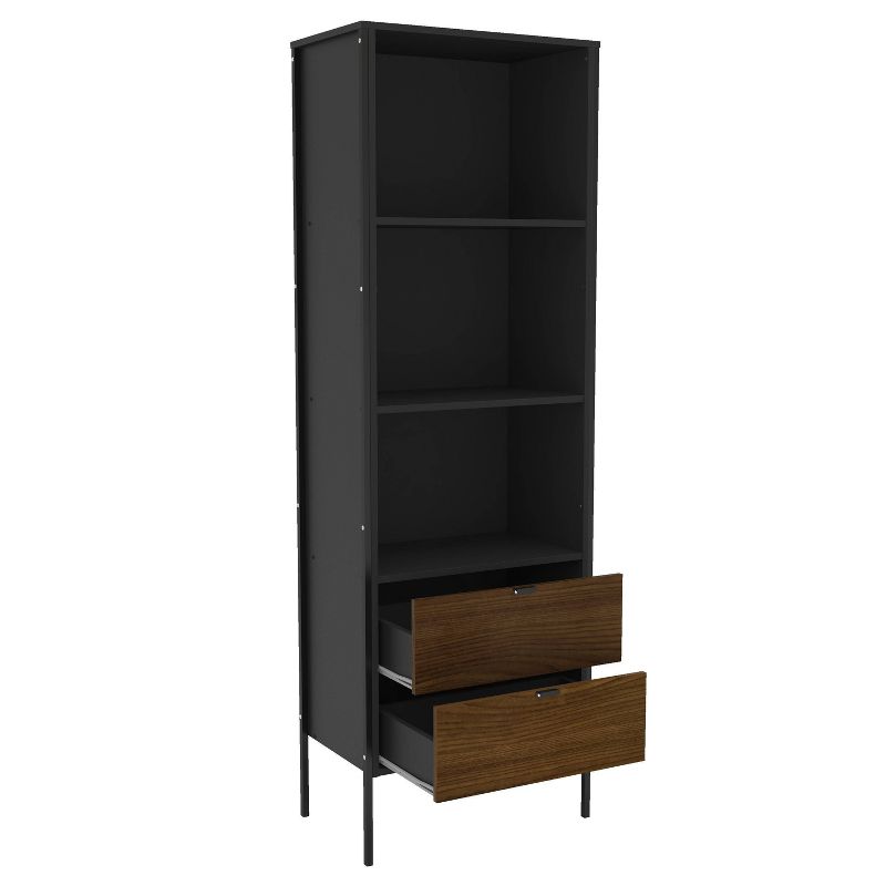 71" Mallorca Bookshelf Black/Dark Brown - Chique
