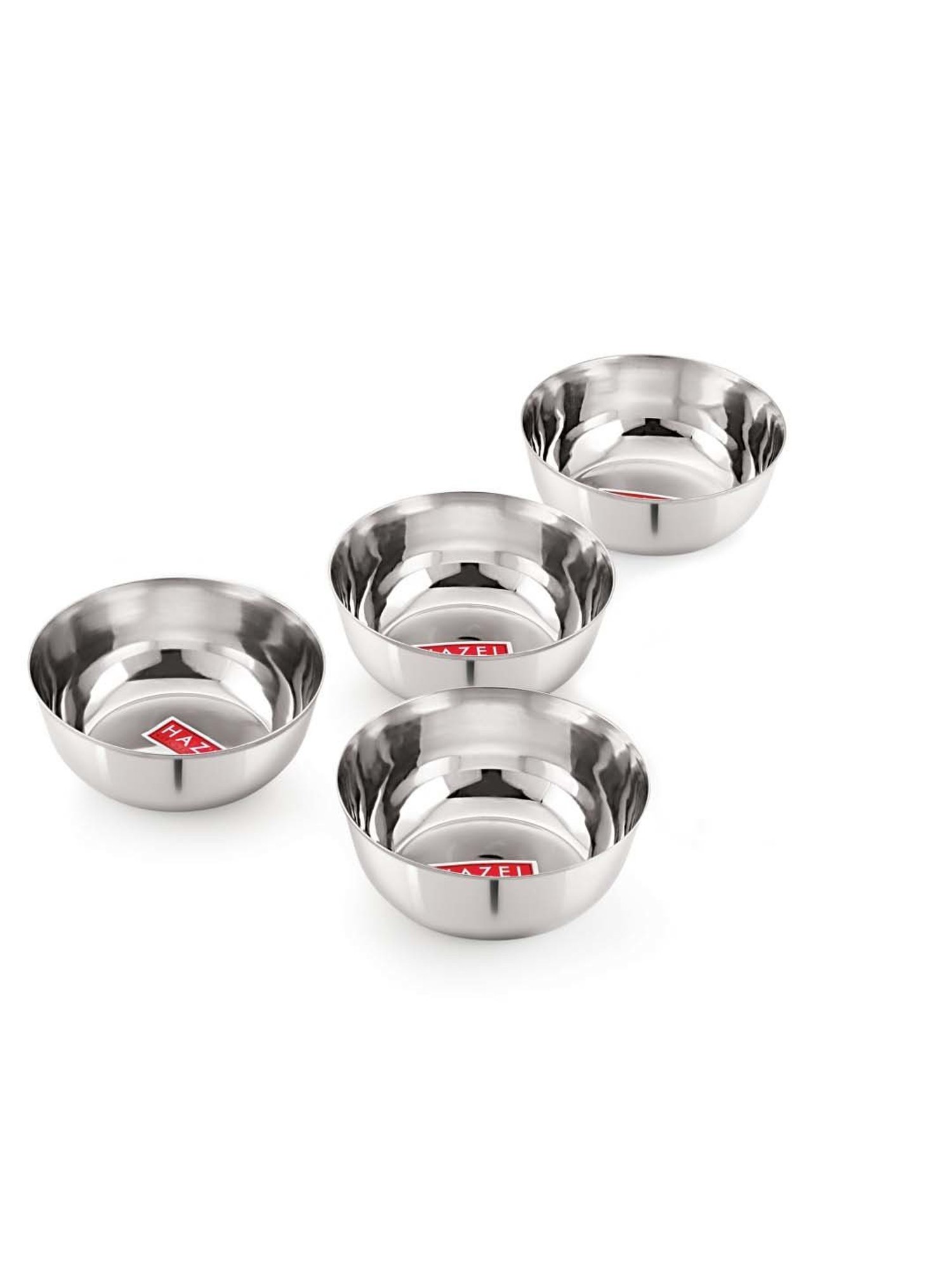 HAZEL Silver Stainless Steel Wati Mixing Bowls (1.35 L) - Set of 4