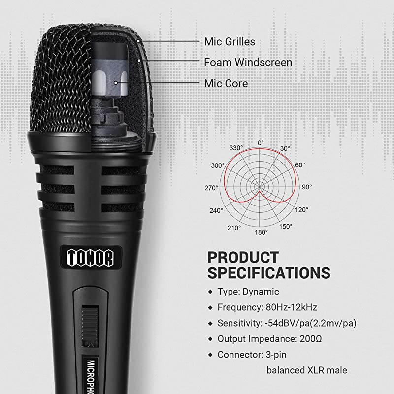 Dynamic Karaoke Microphone for Singing with 50m XLR Cable Metal Handheld Mic Compatible with Karaoke MachineSpeakerAmpMixer for Karaoke Singing Speech Wedding Stage and Outdoor Activity