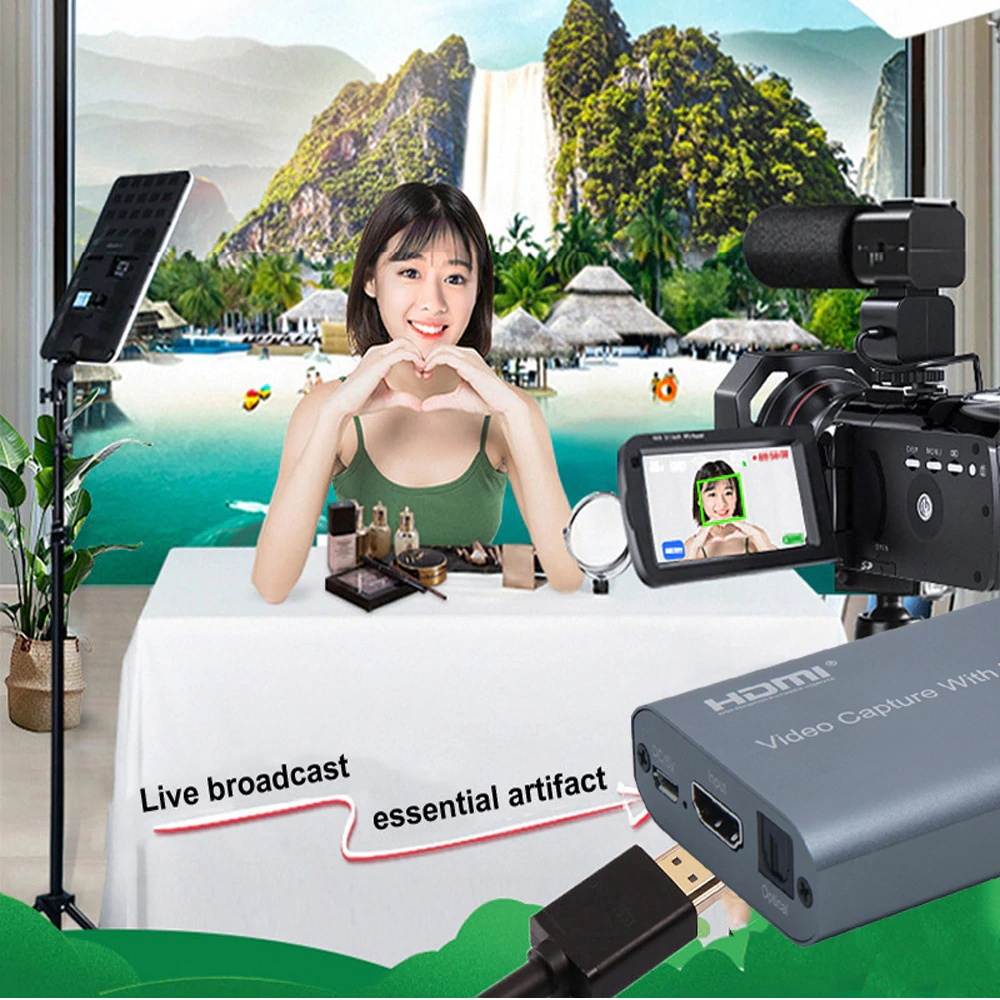 4K 60HZ USB 3.0 Loop Out Audio Video Capture Card 1080P 60fps HDMI Video Grabber Box for PS4 Game Camera Recorder Live Streaming