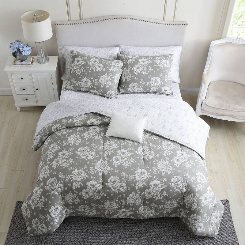 Full/Queen Katherine Comforter/Sham Set Gray - Stone Cottage