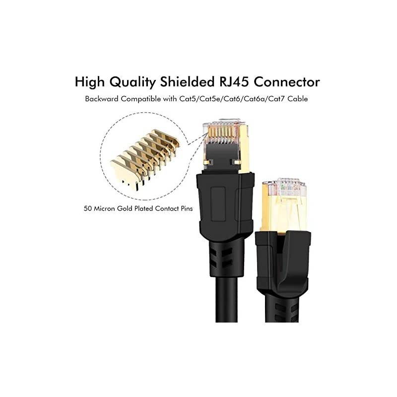 8 Ethernet Cable 75 ft Shielded, 26AWG Lastest 40Gbps 2000Mhz SFTP Patch Cord, Heavy Duty High Speed 8 LAN Network RJ45 Cable- in Wall, Outdoor, Weatherproof Rated for Router, Modem, Gaming