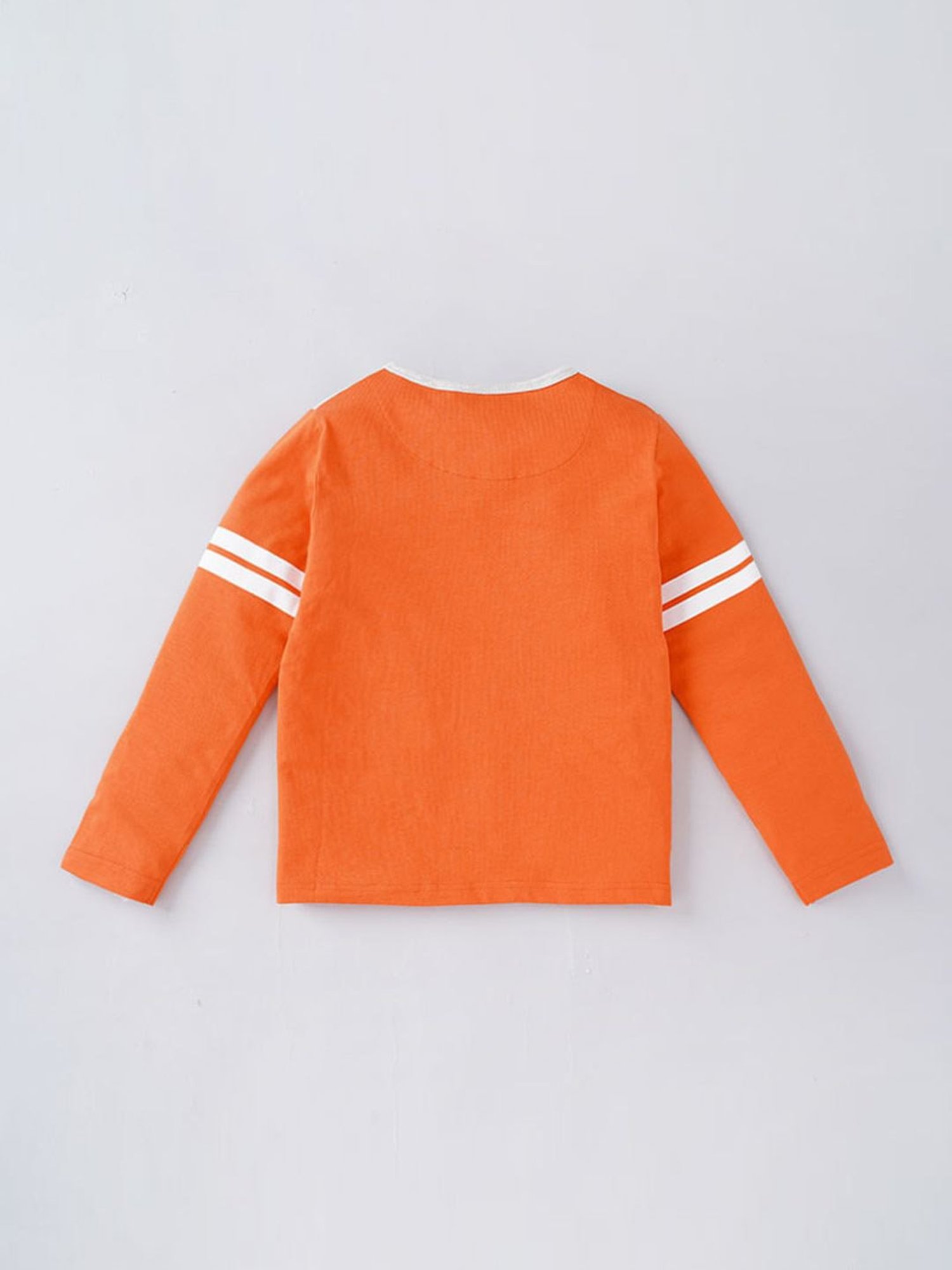 Ed-a-Mamma Kids Orange & Grey Cotton Color Block Full Sleeves T-Shirt