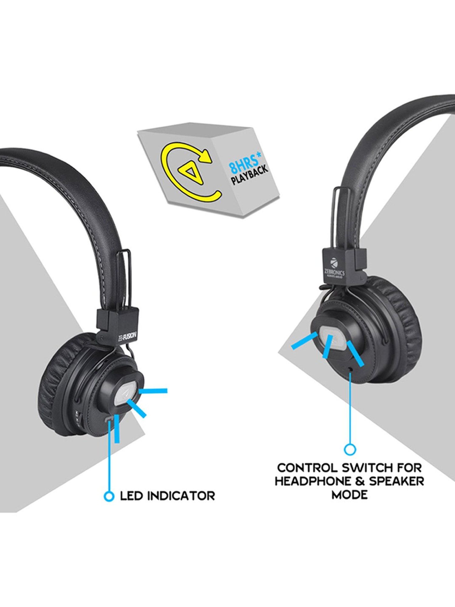 Zebronics Zeb-Fusion 2 in 1 Bluetooth Supporting Headphone