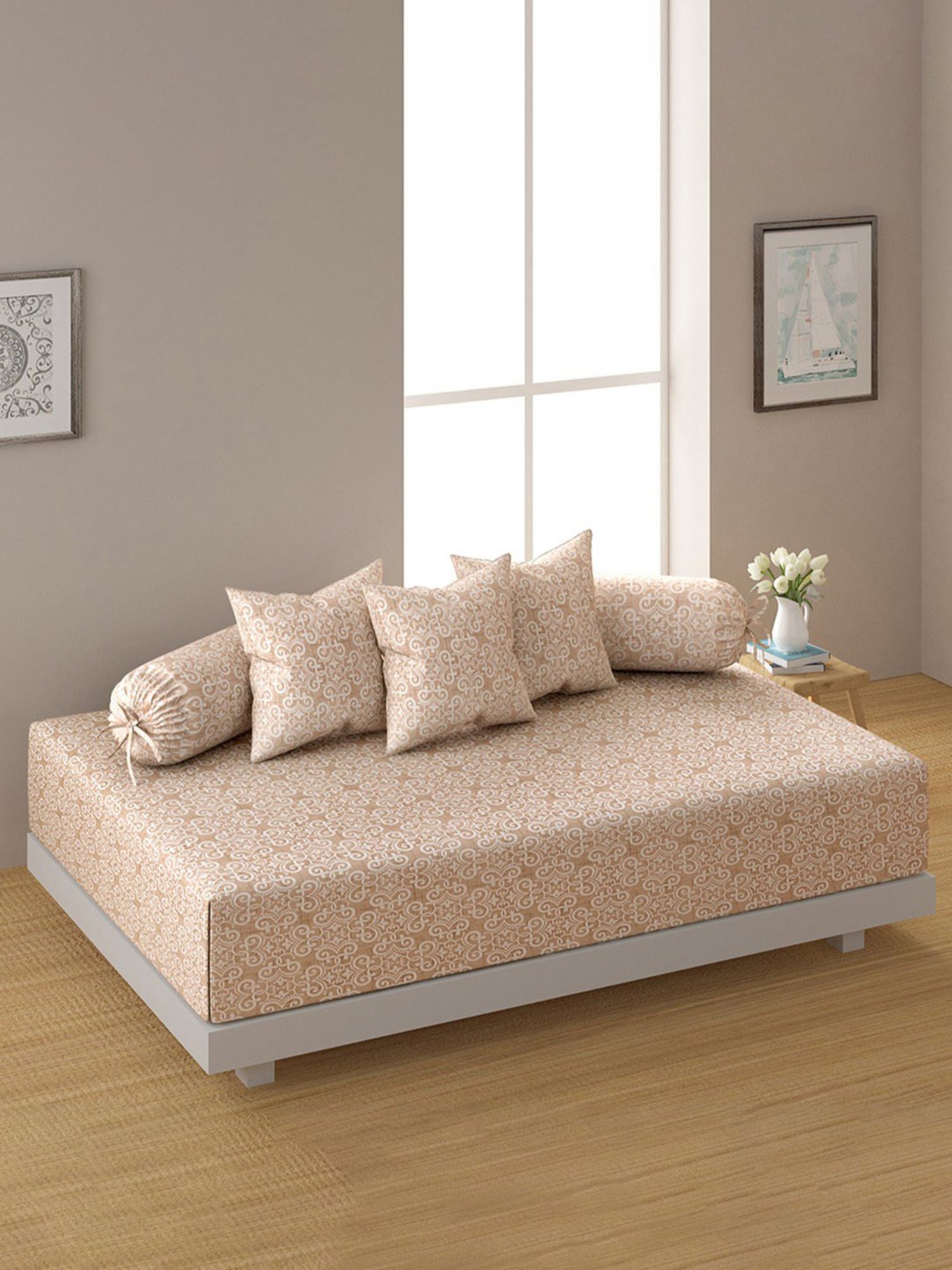 Maspar Blue Cotton 200 TC Reversible Duvet Cover Set