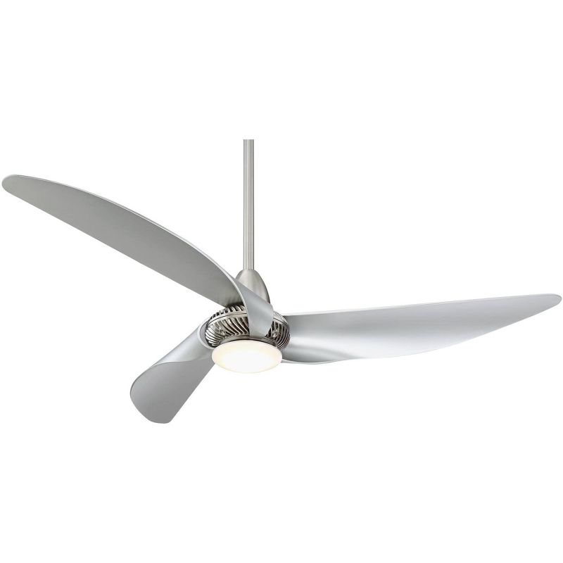 56" Casa Vieja Modern Ceiling Fan with Light LED Dimmable Brushed Nickel Frosted Glass for Living Room Kitchen Bedroom Family