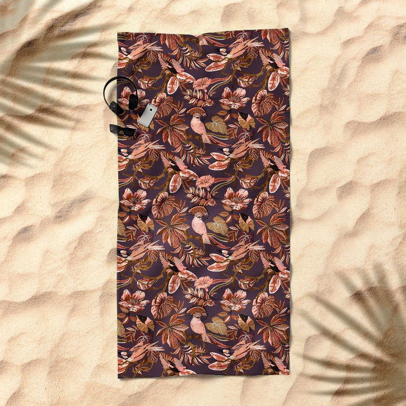 Marta Barragan Camarasa 2Pink tropical birds landscape Beach Towel - Deny Designs